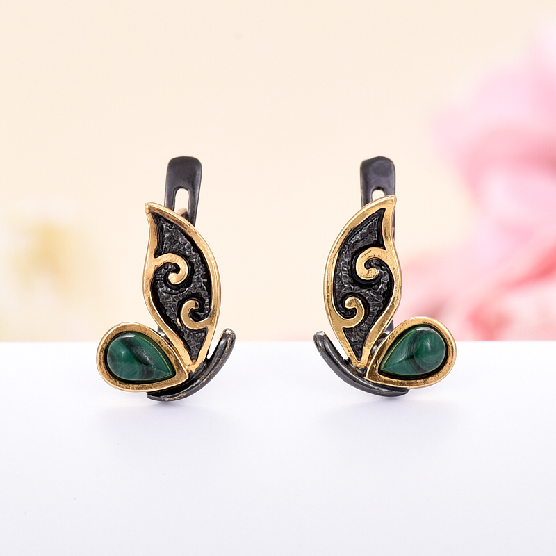 Серьги малахит (серебро 925 пр., позолота)
Серьги малахит (серебро 925 пр., позолота)