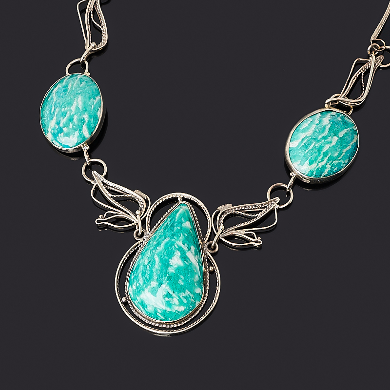 Бусы амазонит (нейзильбер) (колье) 58 см 
Бусы амазонит (нейзильбер) (колье) 58 см