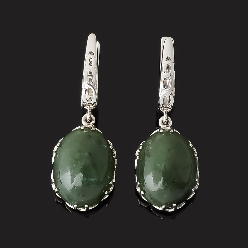 Серьги нефрит зеленый (серебро 925 пр. родир. бел.) 
Серьги нефрит зеленый (серебро 925 пр. родир. бел.)