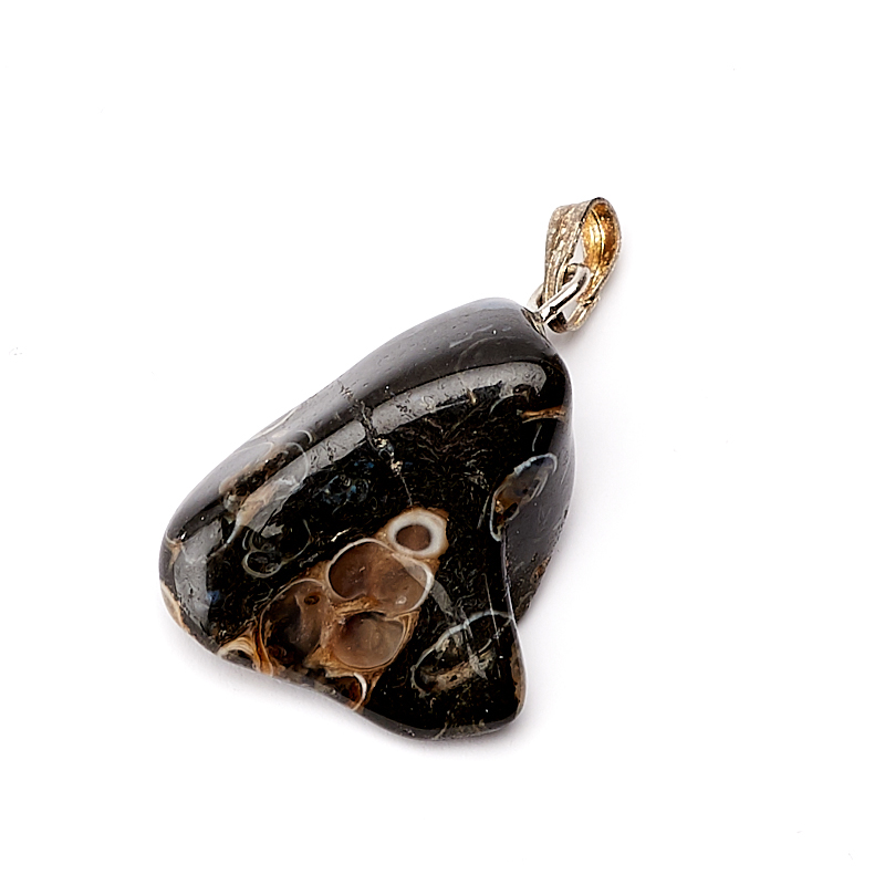 Кулон агат черепаховый США галтовка (биж. сплав) 1,5-3,5 см