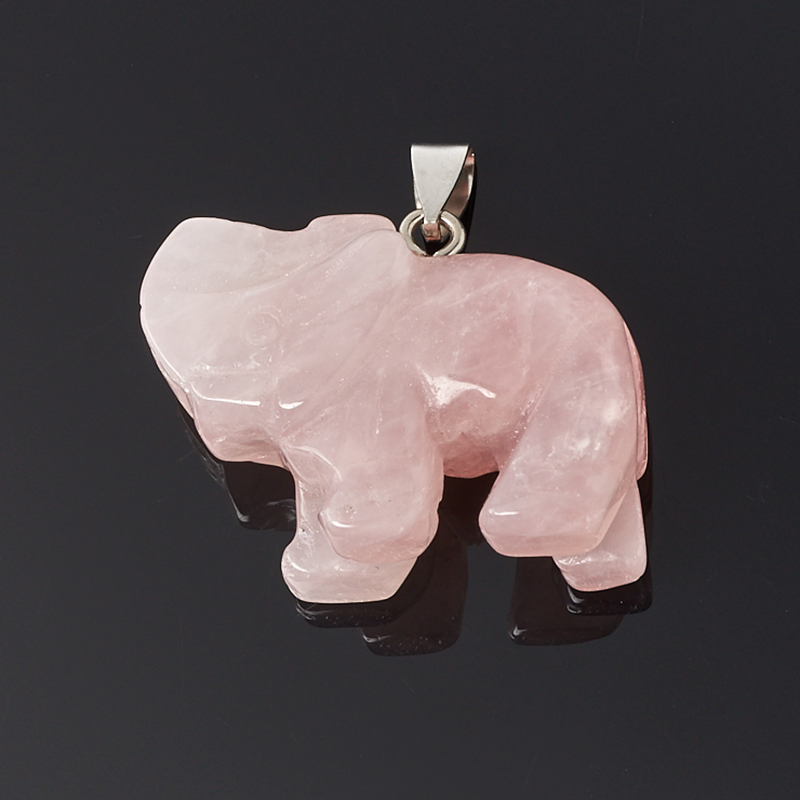 Кулон розовый кварц Намибия слоник (биж. сплав) 3,5 см