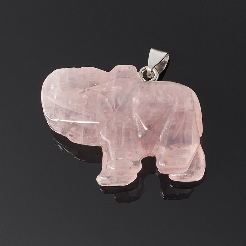 Кулон розовый кварц Намибия слоник (биж. сплав) 3,5 см