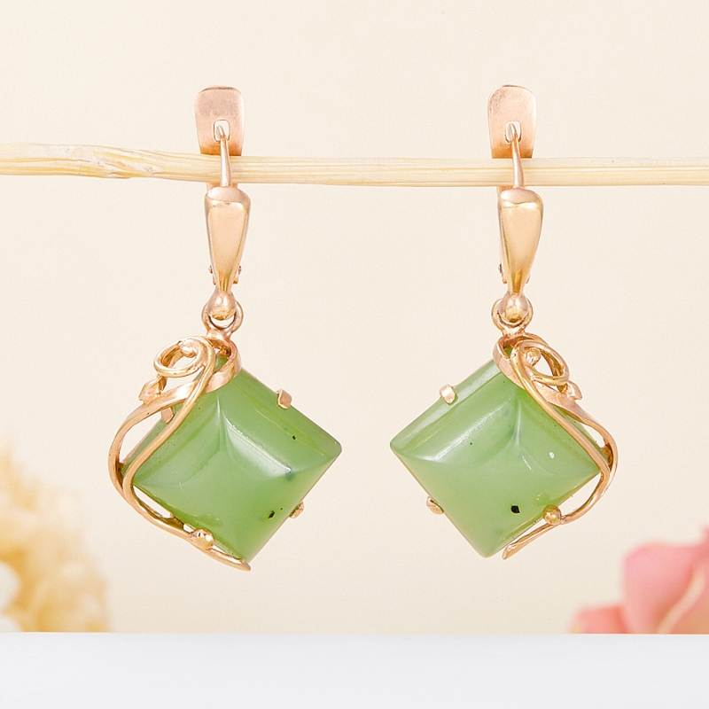

Серьги нефрит зеленый (серебро 925 пр., позолота)