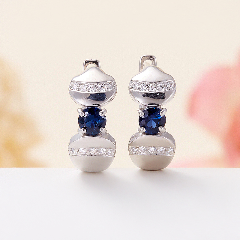 Серьги сапфир огранка (серебро 925 пр.)