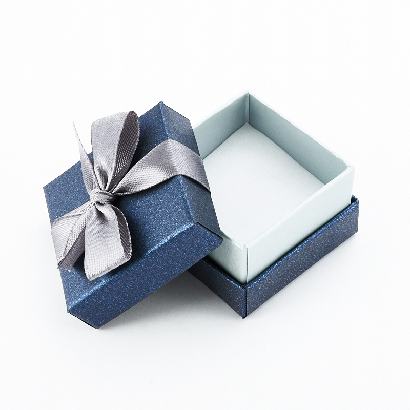 Подарочная упаковка под кольцо/серьги (коробка) (синий) 40х40х30 мм