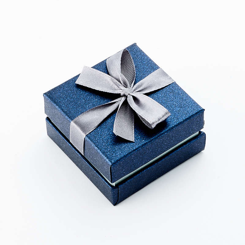 Подарочная упаковка под комплект (кольцо, серьги, кулон) (коробка) (синий) 60х60х35 мм