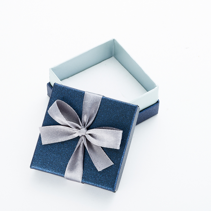 Подарочная упаковка под комплект (кольцо, серьги, кулон) (коробка) (синий) 60х60х35 мм