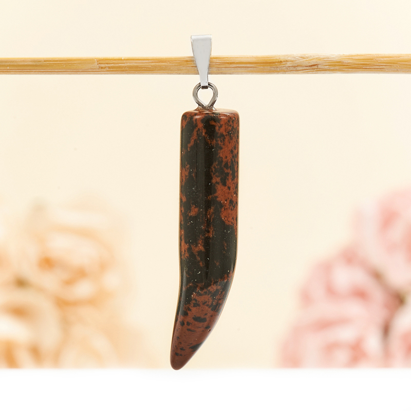 Кулон клык обсидиан коричневый Армения 4,5 см