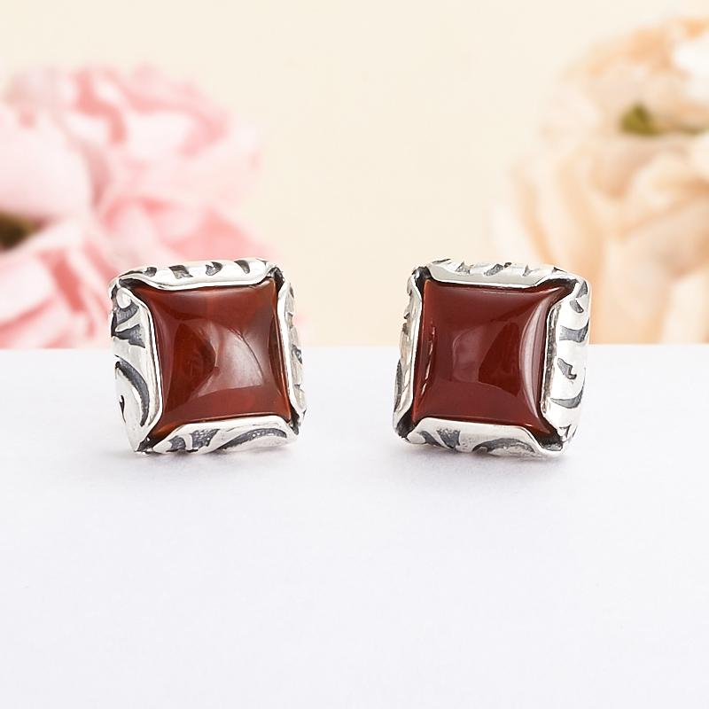 

Серьги сердолик пуссеты (серебро 925 пр.)