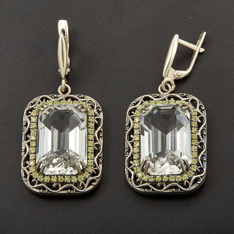 

Серьги горный хрусталь огранка (серебро 925 пр.)