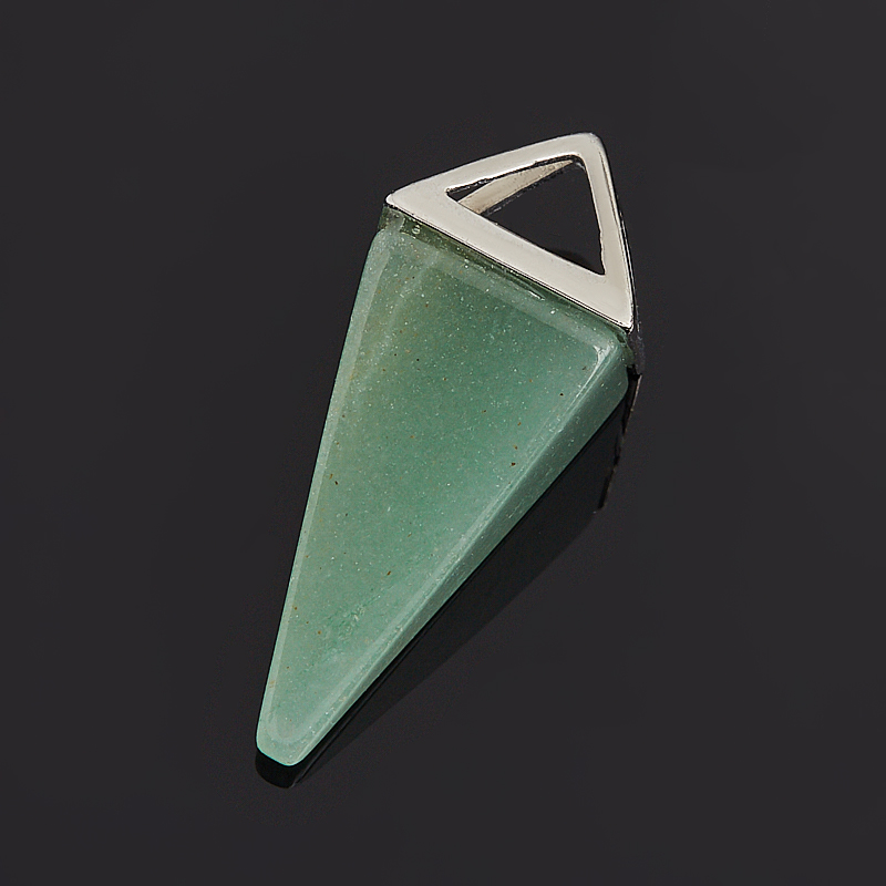 Кулон авантюрин зеленый Индия треугольник (биж. сплав) 3,5-4,5 см