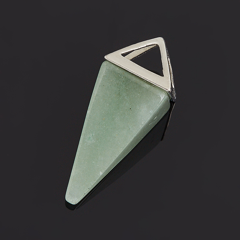 Кулон авантюрин зеленый Индия треугольник (биж. сплав) 3,5-4,5 см