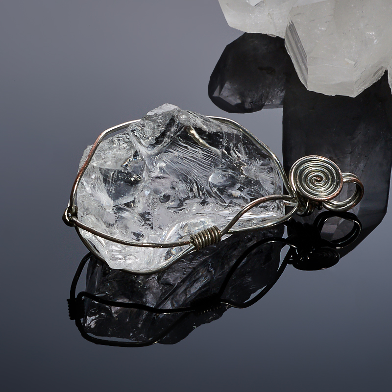 Кулон горный хрусталь Бразилия кристалл (биж. сплав) 4-5 см