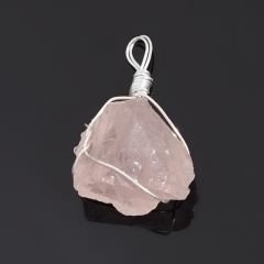 Кулон розовый кварц Намибия (биж. сплав) кристалл 3,5-5 см