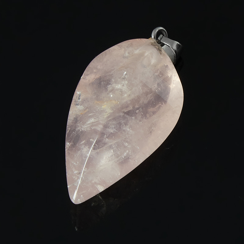 Кулон розовый кварц Намибия (биж. сплав) 4-5 см