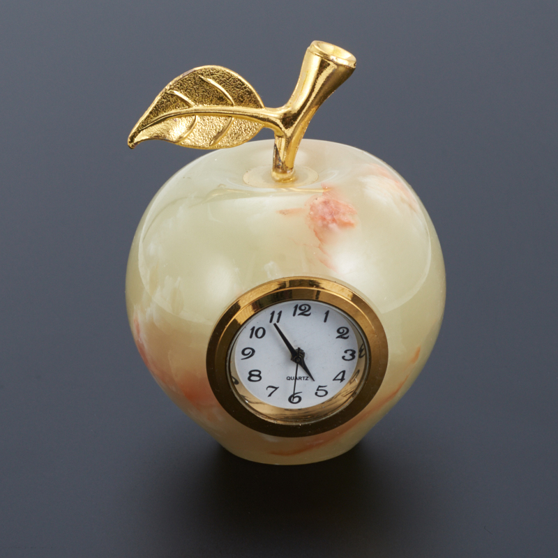 Часы яблоко оникс мраморный Пакистан 5х6 см