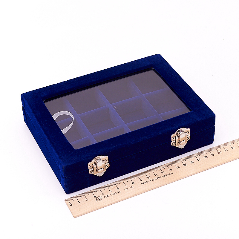 Коробка для коллекции камней (12 ячеек) (синий)
