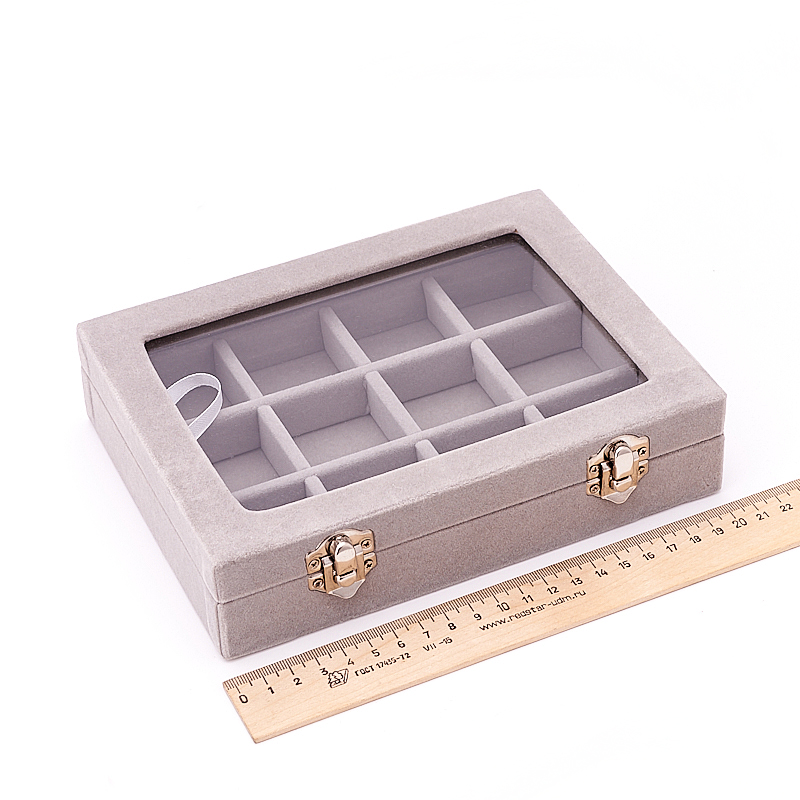 Коробка для коллекции камней (12 ячеек) (серый)