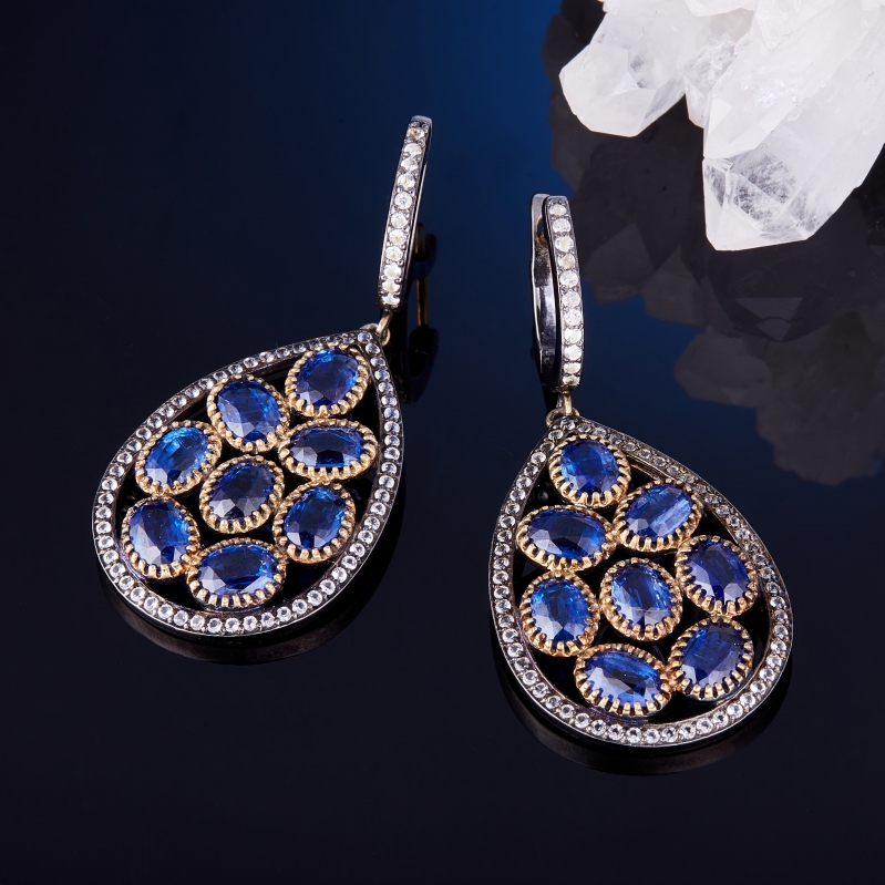 Серьги кианит синий огранка (серебро 925 пр., золото 500 пр.) от Mineralmarket Серьги кианит синий огранка (серебро 925 пр., золото 500 пр.) от Mineralmarket