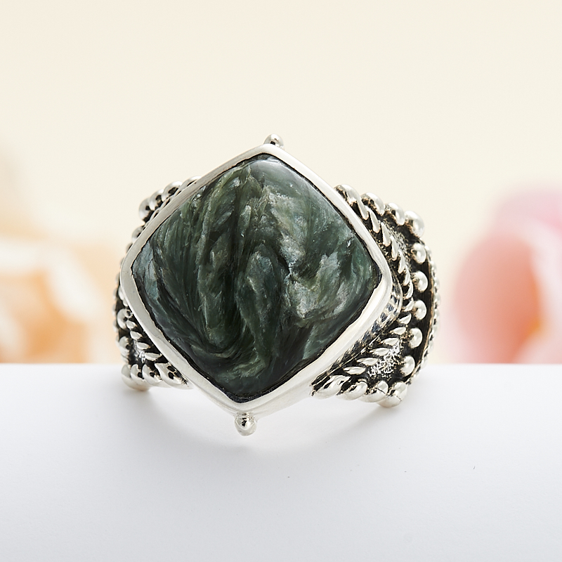 

Кольцо клинохлор (серафинит) (серебро 925 пр.) размер 18