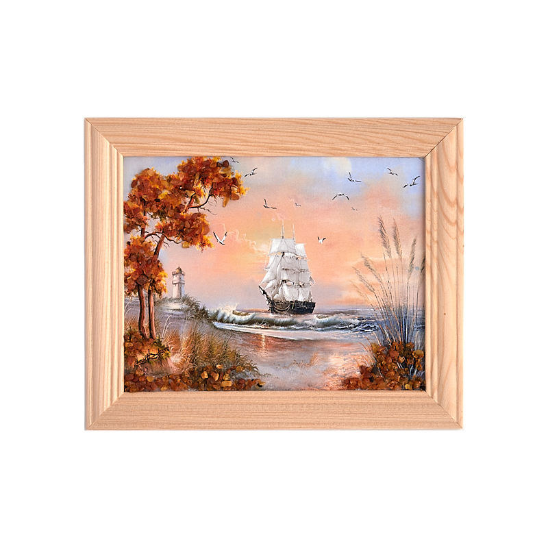 Картина Море янтарь 12х15 см