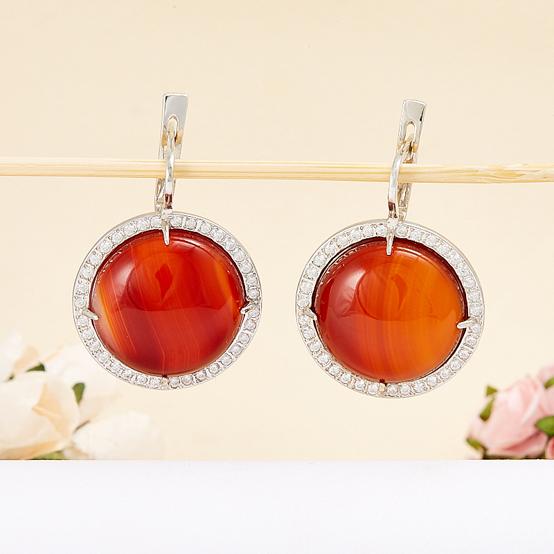 Серьги сердолик (серебро 925 пр.)