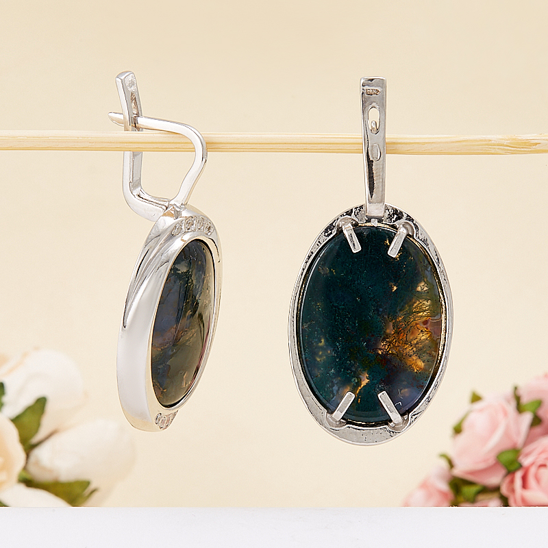 

Серьги агат моховой (серебро 925 пр.)