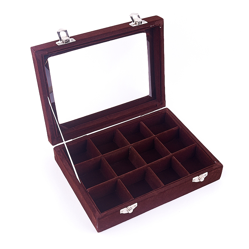 Коробка для коллекции камней (12 ячеек) (коричневый)