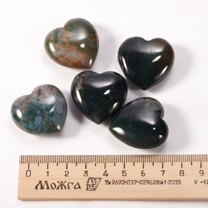 Сердечко агат моховой Индия 3 см