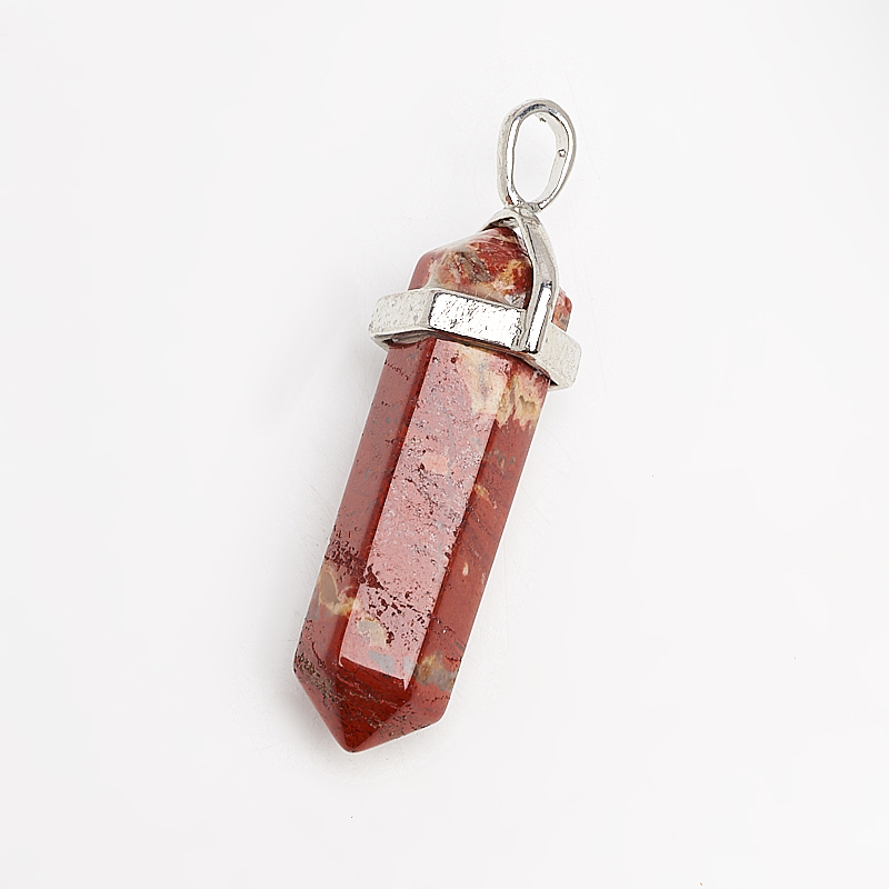 Кулон яшма красная ЮАР (биж. сплав) кристалл 3,5-4 см