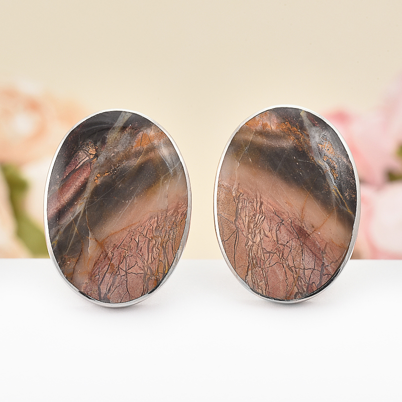 Серьги яшма (серебро 925 пр.)