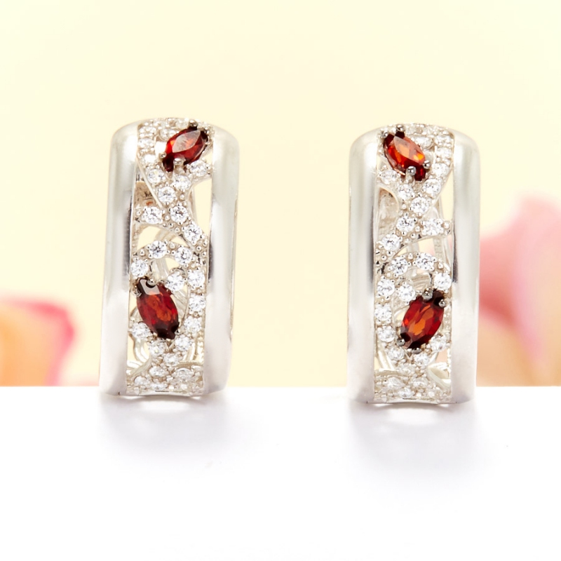 

Серьги гранат альмандин огранка (серебро 925 пр.)