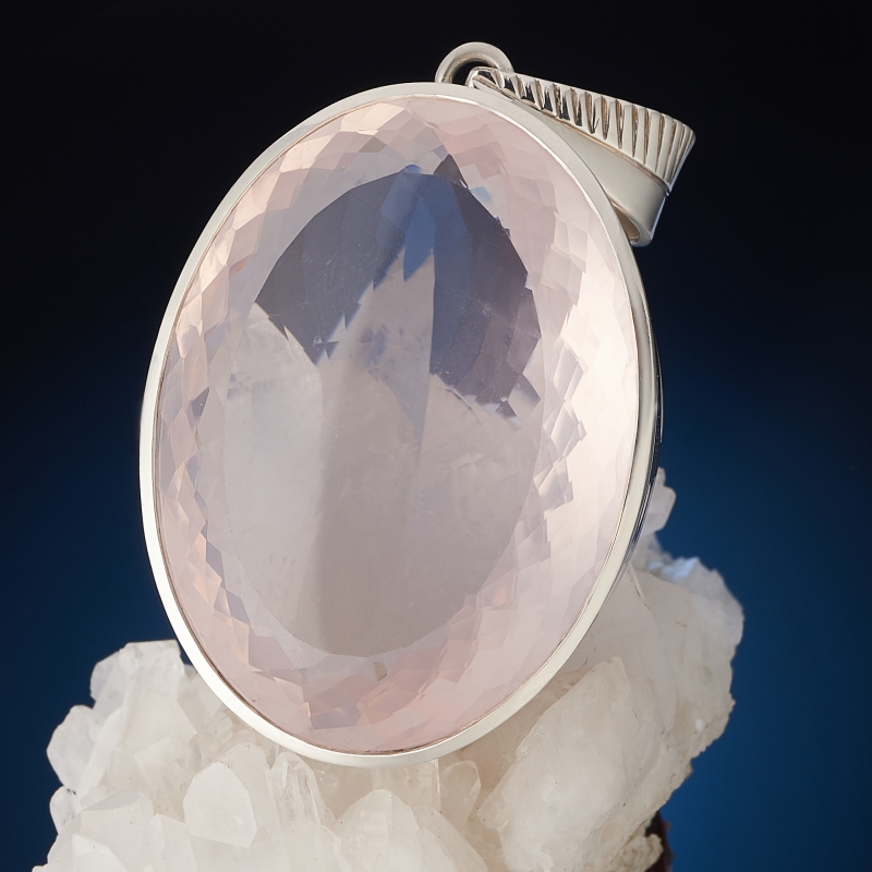 

Кулон розовый кварц овал огранка (серебро 925 пр.)