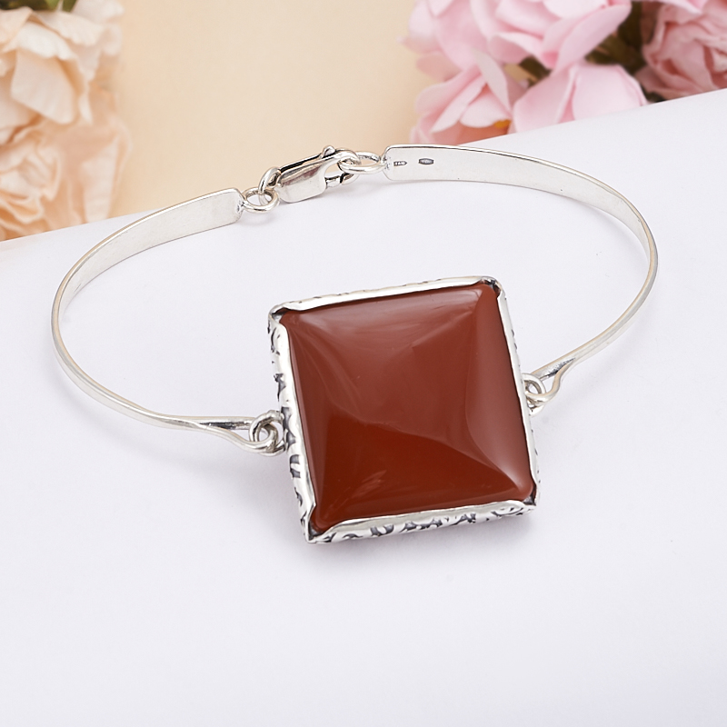 Браслет сердолик 17 см (серебро 925 пр.)