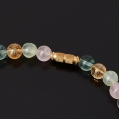 Бусы микс аметист, горный хрусталь, пренит 8 мм 47 см (биж. сплав)