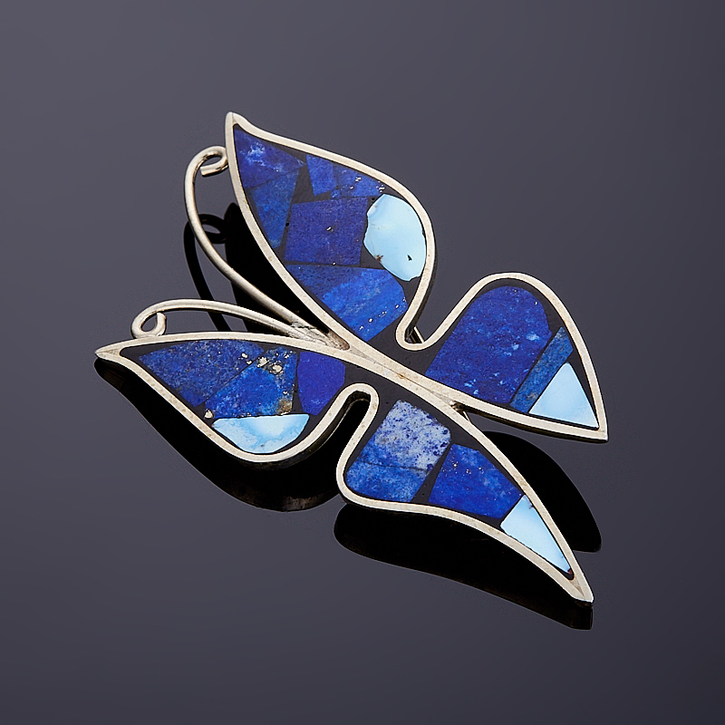 

Брошь лазурит, бирюза (нейзильбер)