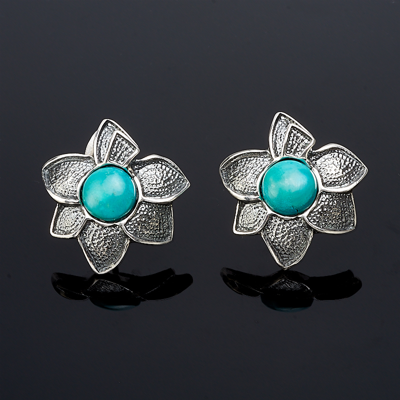 Серьги бирюза Тибет (серебро 925 пр.)