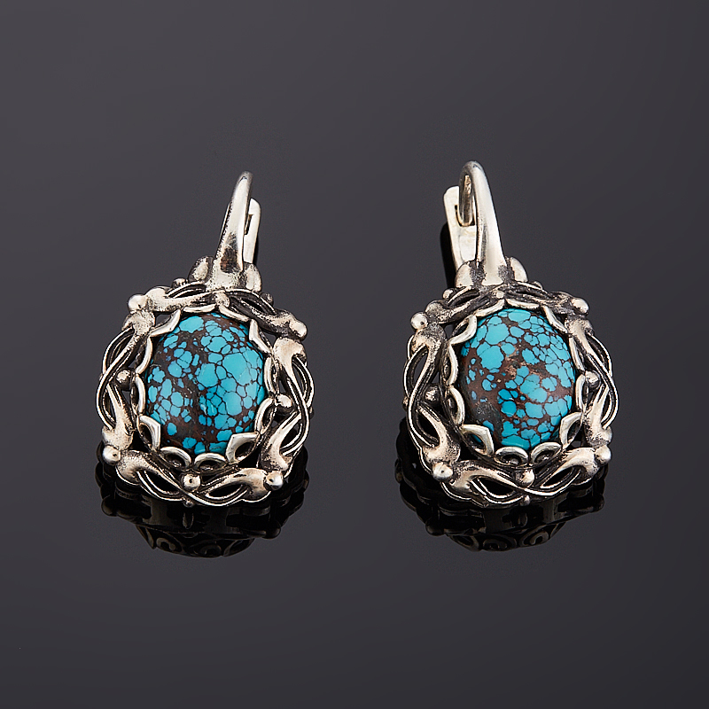 Серьги бирюза Тибет (серебро 925 пр.)
