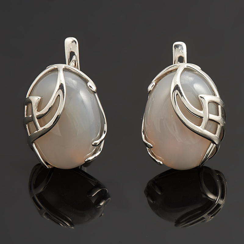 

Серьги агат серый (серебро 925 пр.)