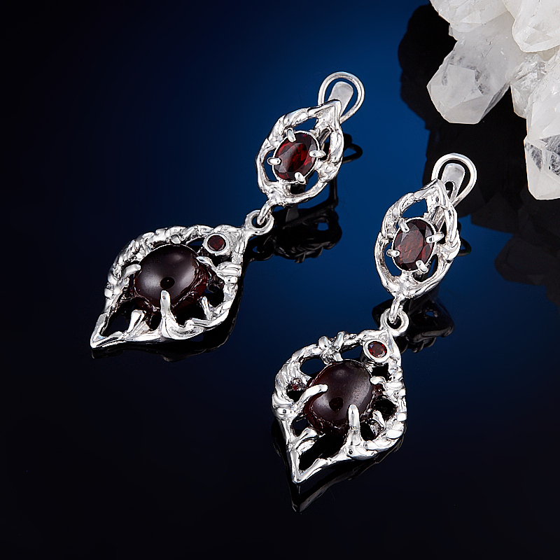 

Серьги гранат гессонит (серебро 925 пр., позолота)