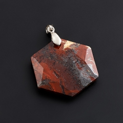 Кулон яшма красная ЮАР огранка (биж. сплав) 4,5 см