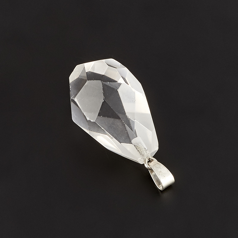Кулон горный хрусталь Бразилия кристалл огранка (биж. сплав) 4-5 см