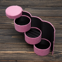 Шкатулка для хранения украшений (текстиль) (розовый) 13х7,5 см