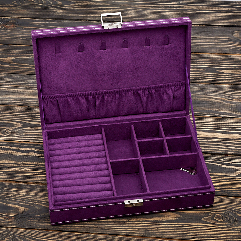 Шкатулка для хранения украшений (текстиль) (фиолетовый) 28х19х6,5 см