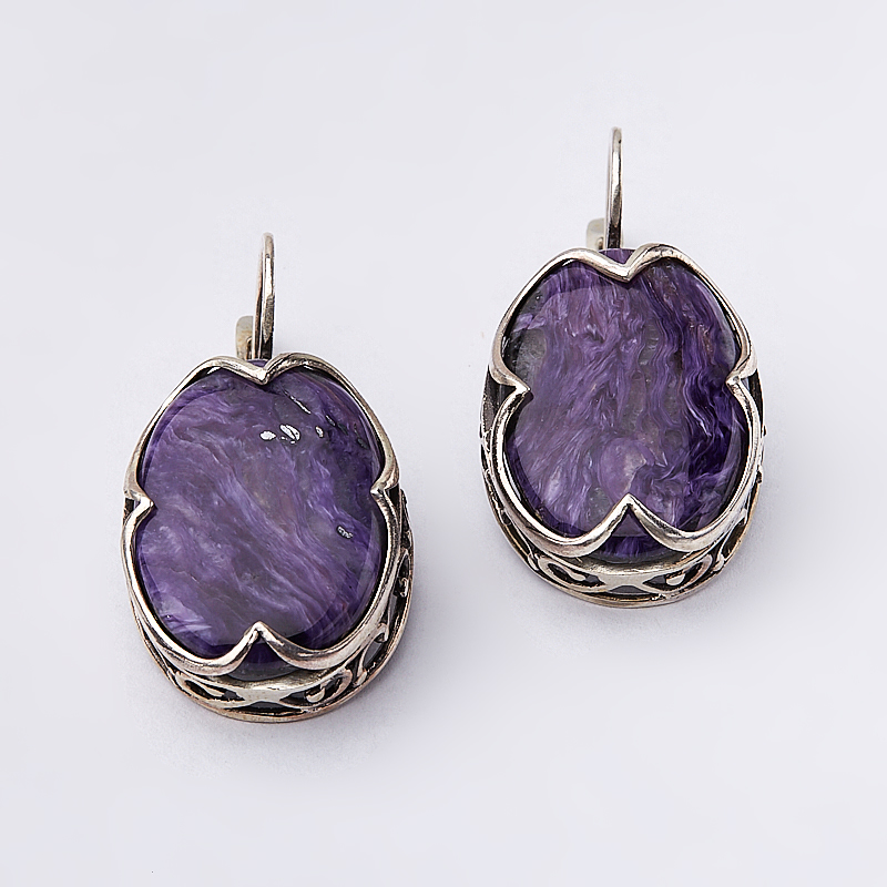 Серьги чароит (дублет) Россия