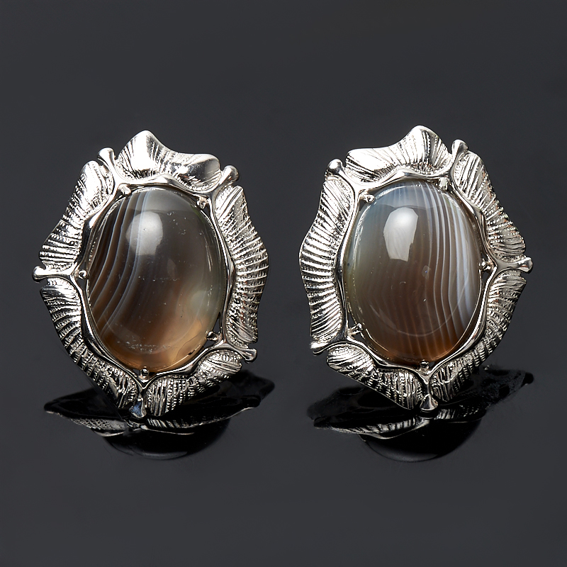 

Серьги агат серый (серебро 925 пр.)