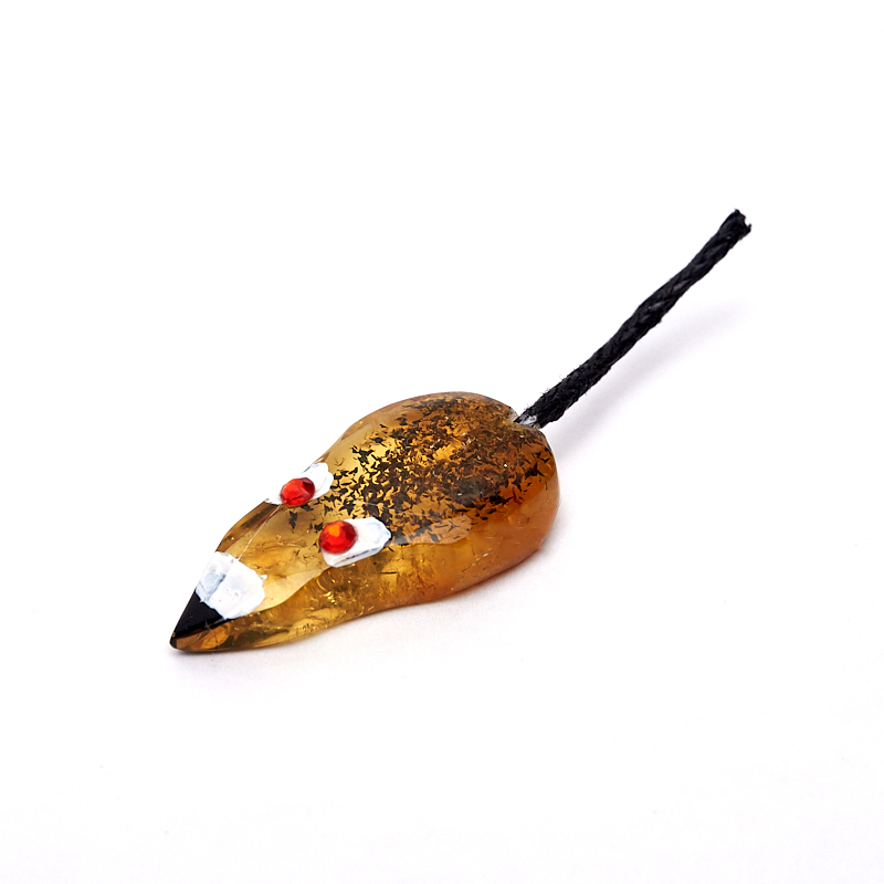 Денежный талисман янтарь Россия (мышь кошельковая) 3,5-4,5 см