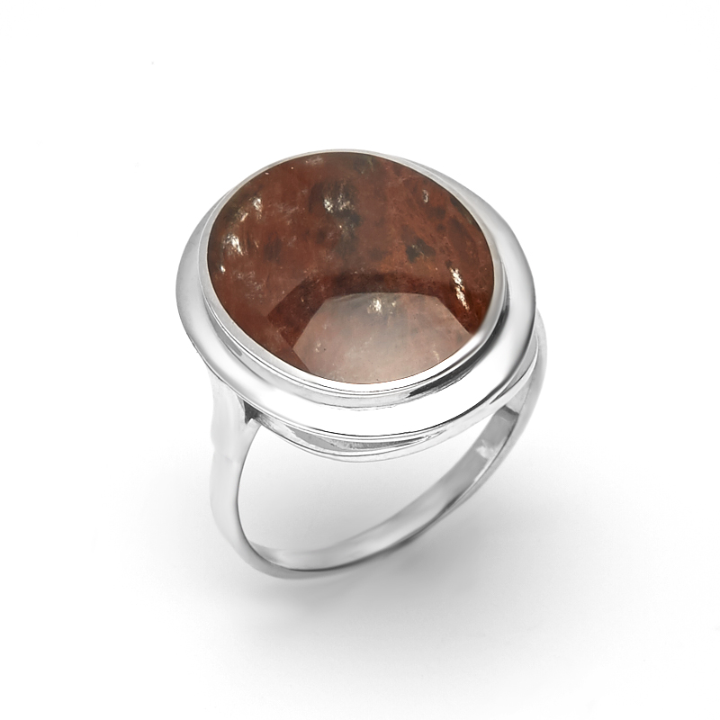 Кольцо обсидиан коричневый (серебро 925 пр.) размер 18
