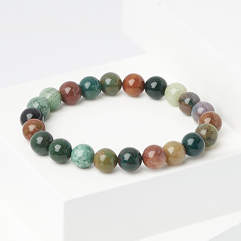 Браслет агат моховой Индия 8 мм 16 см