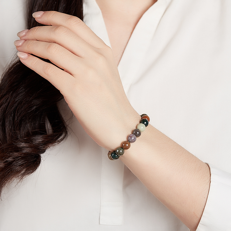 Браслет агат моховой Индия 8 мм 16 см